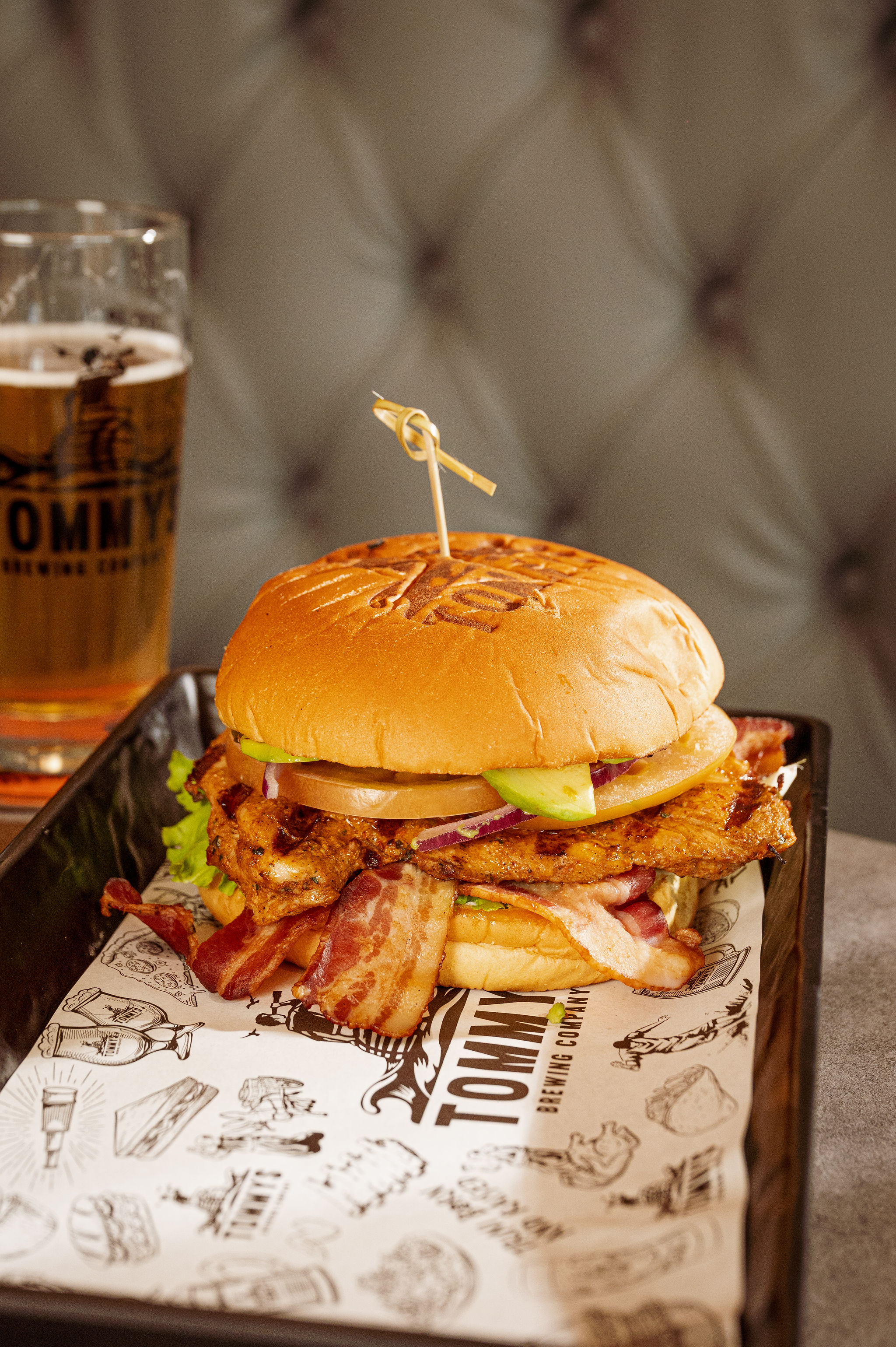 Tommy's burger with beer